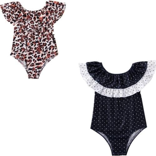 Girl Swimwear 2020 Infant Baby Girls One-piece Leopard Print Swimsuit Swimwear Swimming Clothes