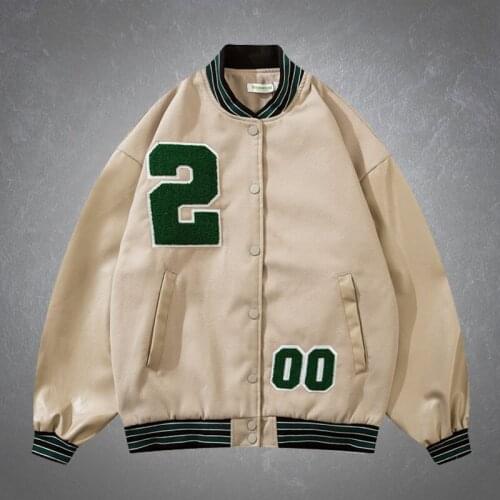 High Street Mens Baseball Jackets Hip Hop Furry Letter Patchwork Bomber Coats Vintage College Style Unisex Casual Loose Jacket