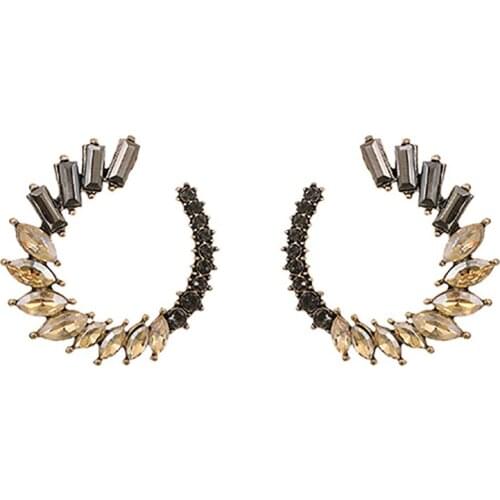 ZHINI Hot Sale Luxury Crystal Stud Earrings For Women Boho Vintage Gold Metal Statement Earring Wedding Fashion Jewelry 2020