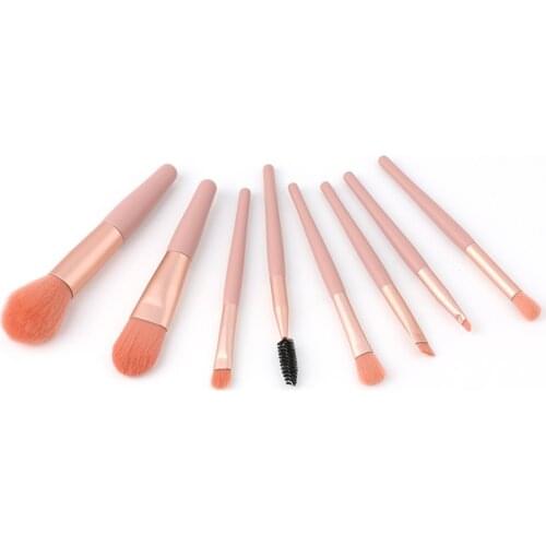 2020 Mini Pink Makeup Brushes 8 pcs/set Girl Foundation Powder Lip Eye Shadow Eyebrow Eyelash Blending Makeup Brush Travel Sets