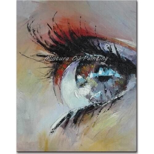 Mintura Hand Painted Abstract Woman Eye Oil Paintings Modern Canvas Poster Pop Art Wall Pictures For Living Room Home Decoration