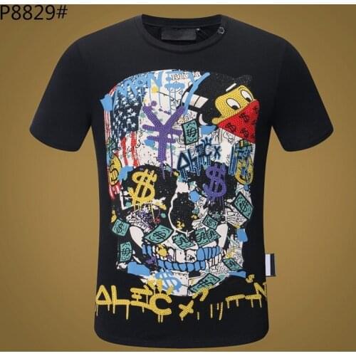 Cotton 100% men T-shirt splash color Donald Duck Plein T-shirt men O-neck Short sleeve Street Gothic style men PP tops