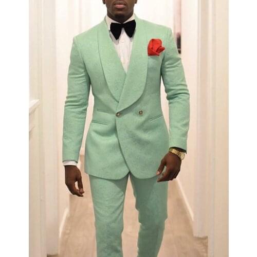 2 Pieces Mens Suit Mint Casual Floral Blazer Prom Purple Tuxedos Tweed Shawl Lapel Dinner Party White Jacket Wedding Grooms