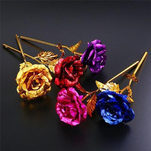 NEW 24K Gold Plated Golden Rose Flower Valentines Day Wedding Birthday Gifts