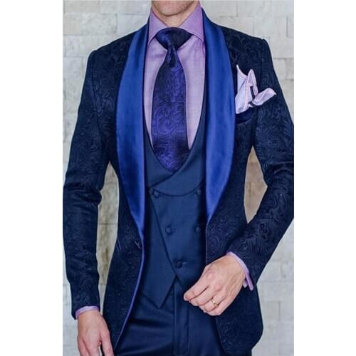 2020 Arrival Embossing Groomsmen Shawl Lapel Groom Tuxedos Men Suits Wedding/Prom Best Man Blazer ( Jacket+Pants+Vest+Tie)