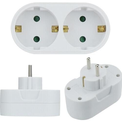 New 2 Socket Multiple Plug Power Strip Socket Distribution Adapter 16A/250V German Standard Power Supply Plug Adapter