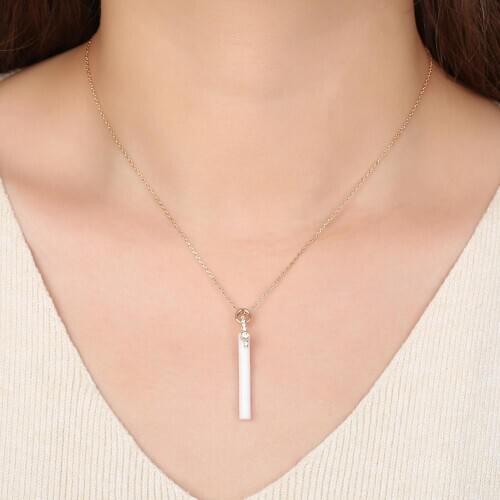 New Winter Fashion Simple Square Round Pillar Necklace Ceramics Women Choker Sweet Clavicle Chain for Party Birthday Gifts