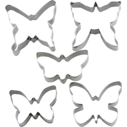 Top Quality 5Pcs/Set Butterfly Cookie Plunger Cutters Mould Baking Tools Cake Fondant Decorating mould Dough Ice Pastry Slicer