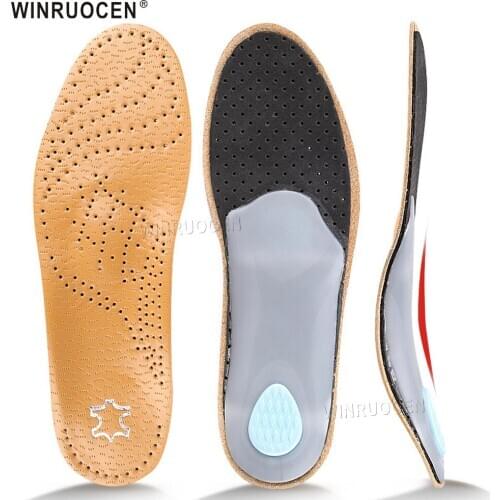 WINRUOCEN Orthotic Insole Leather Arch Support Health Sole Pad plantar fasciitis Insoles For Shoes Relief Foot Pain pads