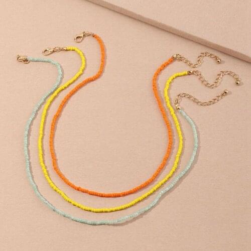 Boho Jewelry Colorful Seed Beads Necklace for Women Neck Chain Candy Color Choker Necklaces Jewelry For Girls Party Gift