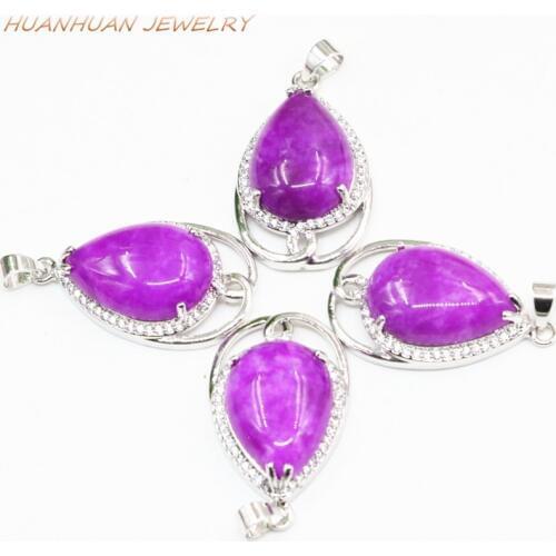 Drop Pendant Natural Red Chalcedony Jades Stone Chain Necklaces & Pendants 17x28mm Stainless Steel Zircon Inlay Jewelry B3335