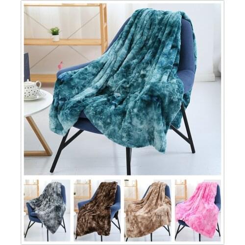 Luxurious Warm Fluffy Plush Blanket Tie-dye Faux Fur Super Soft Throw Blanket Winter Warm Sheets Bedspread Blanket for Bed Couch