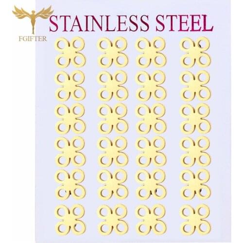 Stainless Steel Golden Circle Stud Earrings Fashion Personality Geometric Jewelry Four Circles Earrings for Girls Gift