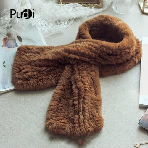 SCM056 The New Women Winter Womens Scarf Real Rex Rabbit Fur Scarf Genuine Fur Brand New Scarves Wraps With 6 Colors