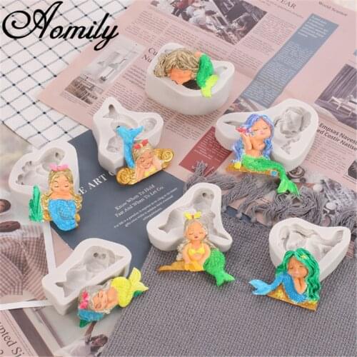 Aomily Mermaid Princess Shape Silicone Cake Molds Fondant Mold Chocolate Mold Pastry Candy Jelly Cake Mould Kitchen Baking Mold