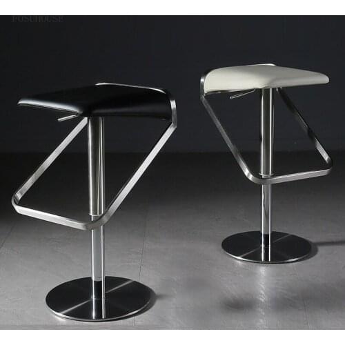 Nordic Stainless Steel Living Room Bar Chair Creative Home Furniture Lift Barstool Simple Modern Front Desk High Foot Bar Chairs