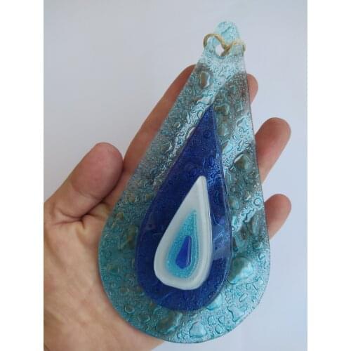 Raindrop Evil Eye 11cm Glass Bead Pendant Charm Turkish Handmade Decor Big Amulet for Wall Hanging Talisman Protector Goodluck