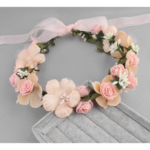 Fabric Headdress Bridal Head Wreath Flower Crown Women Hairband Performance Photography Accessories Garland Tiara Wedding Party