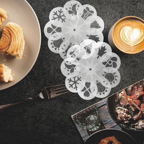 Fast Ship Coffee Stencils Fancy Printing Model Foam Spray Cake Stencils Coffee Drawing Cappuccino Mold Powdered Sieve Tool