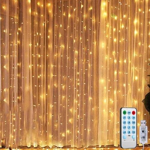 USB LED Curtain Light Fairy String Lights 8Mode 3X3M 3X2M 3X1M Fairy Garland For New Year Christmas Outdoor Wedding Home Decor