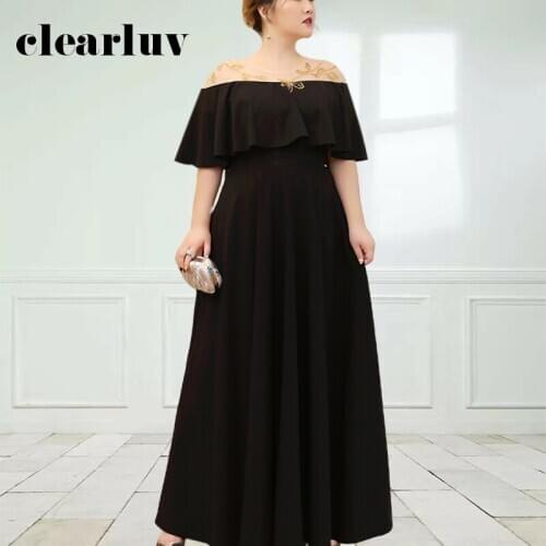 Black O-Neck Robe De Soiree DR1082 A-Line Floor-Length Evening Dresses Cap Sleeve Women Party Dress Ruffles Formal Vestidos