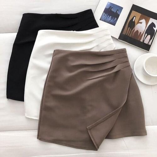 Summer Harajuku Korean Sweet Female Asymmetrical Skirts Irregular Skirts Female Casual Women High Waist Solid Mini A-Line Skirts