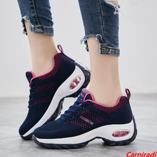 High Quality Flying Weave Platform Casual Shoes Women Cushioning Basket Jogging Sneakers Ladies Non-slip Height Increase Shoes