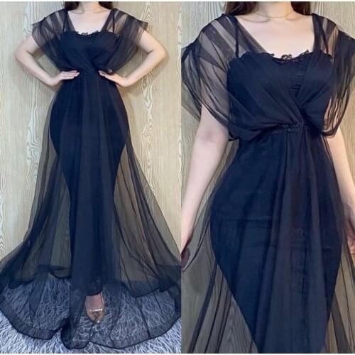 Muslim Satin Long Mermaid Lace Prom Dresses Burgundy Pleated Zipper Back Floor Length Robe De Soiree Navy Blue Formal Party Gown