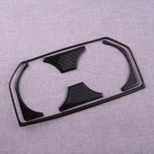1 Set Carbon Fiber Black Car Rear Water Cup Holder Panel Cover Trim Decoration Fit for Ford F-150 2019 2018 2017