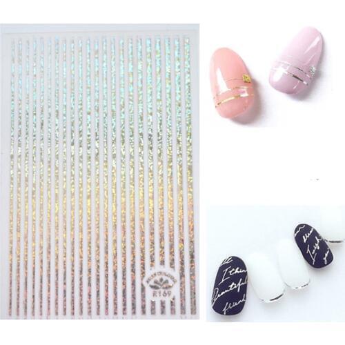 1 Pc Nail Strip Stickers Rainbow/Gradient/Colorful 3D Strip Tape Nail Art Adhesive DIY Manicure Tips Nail Sticker Decals NK111