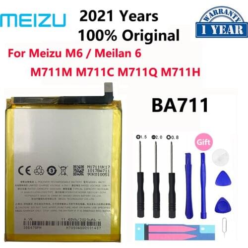 100% Original 3070mAh BA711 Battery For Meizu M6 Meilan 6 M711M M711C M711Q M711H Mobile Phone Batteries Bateria