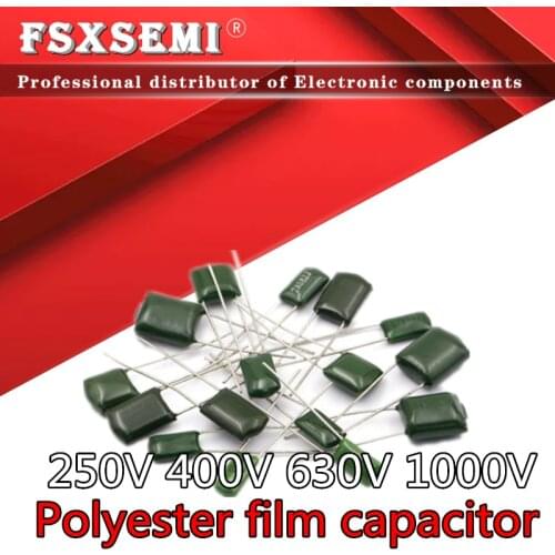 1000pcs Polyester film capacitor 250V 400V 630V 1000V 1nF 10nF 100nF 2E222J 2E223J 2E104J 2J102J 2J103J 2J473J 2G103J 3A332J