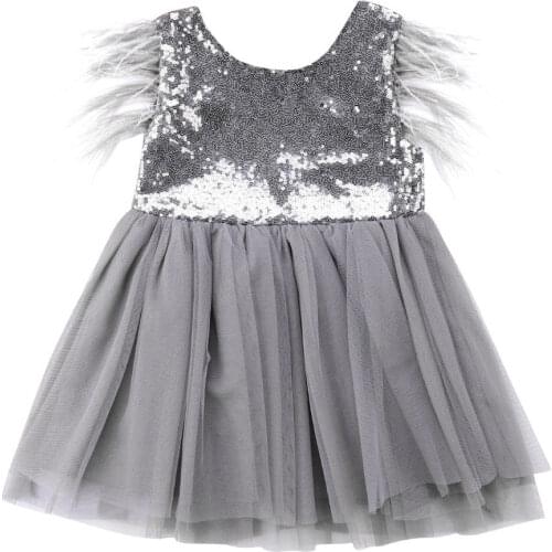 2018 New Brand Kids Baby Girls Princess Tutu Dress Sequined Lace V-Back Party Pageant Bridesmaid Tulle Dresses