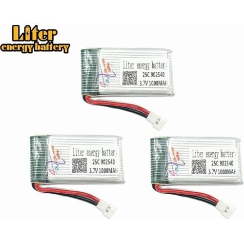 3pcs 3.7V 1000mAh 25C Drone Li-polymer Battery 902540 For RC SYMA X5C X5SC X5SW X5HC Quadcopter Aircraft TOY