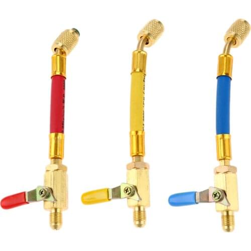 3Pcs 7" R134A R410a Refrigerant HVAC AC A/C Charging Hoses With Ball Shut Off Valves 1/4" SAE Fittings 600PSI Air-conditioning