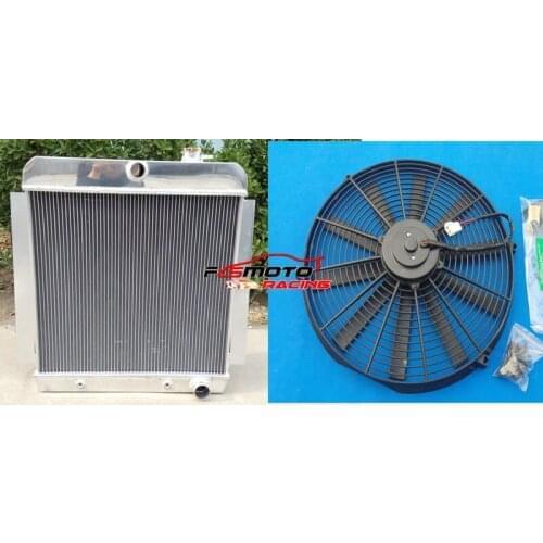 4 Row 52mm Aluminum Alloy Radiator+FAN For 1955-1959 Chevy Pick Up Truck V8 1956 1957 1958