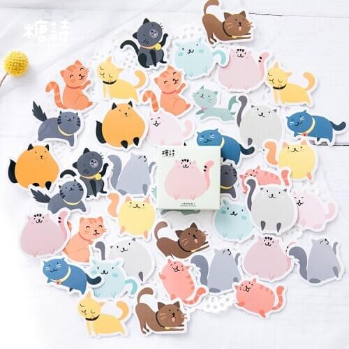 45 pcs/pack Cute many coloured cats Label Stickers Decorative Stationery Stickers Scrapbooking DIY Diary Album Stick Label