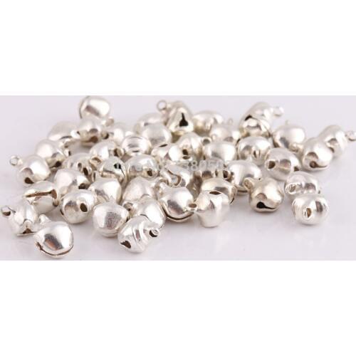 50pcs/lot Silver Color 7.5mm Jingle Bells Loose Beads Ornaments Bracelet Jewelry Making Christmas Decoration