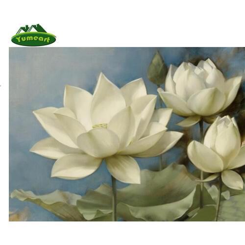 Diy 5d Diamond Mosaic Christmas Cross Stitch White Lotus Crystal Embroidery Cross Stitch Patterns Home Living Diamond Painting