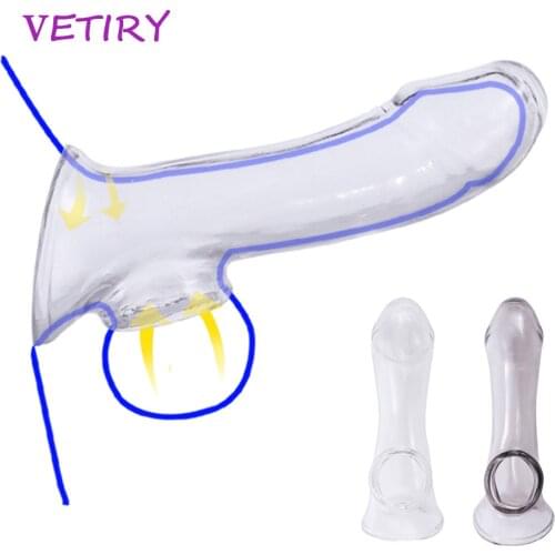 Dick Extender Delay Ejaculation Male Enlargement Sex Toys for Men Enhancer Reusable Penis Sleeve Male Dildos Condom