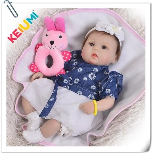 KEIUMI 17 New Arrival Silicone vinyl Reborn Baby Doll Lifelike New Born Baby Girl For Kid Playmate Dolls Reborn Toy Fashion Gift
