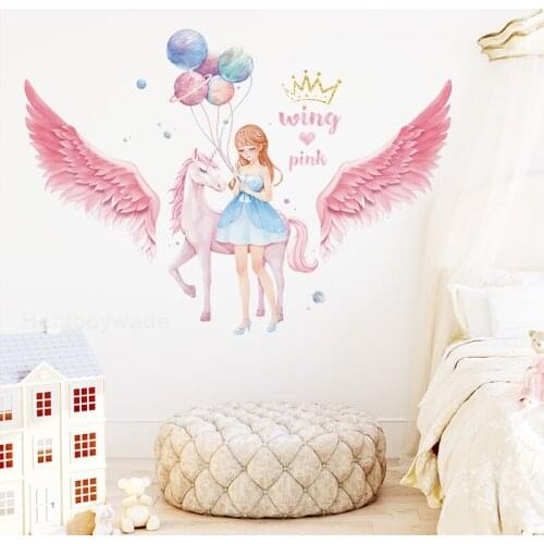 Creative Pink Wing Wall Stickers Girl Bedroom Kids Room Decor Nursery Wall Decor Self-adhesive Wallpaper Decals for Furniture