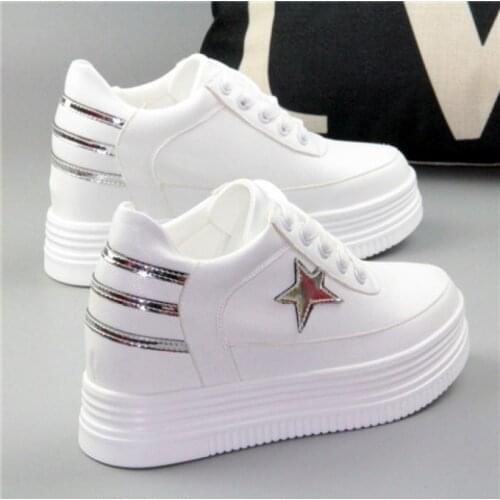 Ladies Sneakers Spring Autumn Increase Shoe Fashion White Shoes Casual Platform Shoes Chunky Shoes White Wedges Vulcanize Shoes