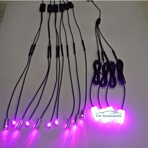 Car Ambient Light Foot Lamp RGB (6 + 4) with 8M Optical Fibre 64colors Led Wireless No Threading App Control for Benz w205 w204