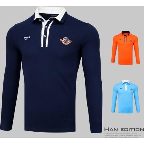 Mens Autumn Golf Shirt Windproof Long Sleeve Sports Shirt Lapel Shirt