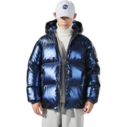 2021 Winter New Cotton-padded Jacket Men Loose Casual Hooded Trend Shiny Thick Warm Parkas Coats Mens Clothes