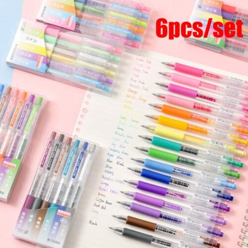 6 Color/lot Kawaii Retractable ballpoint pens Stationery Scrapbooking gel pen Set 0.5 mm School&office writing accessories