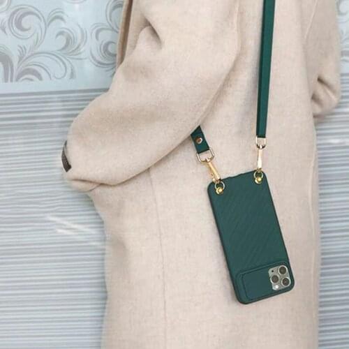 Green Black Crossbody Shoulder Strap Lanyard Lens Slide Camera Protect Phone for IPhone 12 Case XR X XS 11 PRO MAX Cover 2021