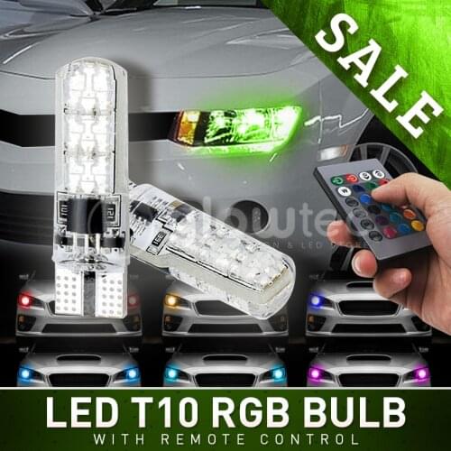 NEW 2pcs T10 W5W T10 LED RGB 5050 6SMD with Remote Controller Strobe LED Lights White 12V GLOWTEC