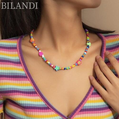 Fashion Women Jewelry Colorful Seed beads Necklace Bohemia Style 2021 Popular Style Acrylic Beads Choker Necklace For Party Gift